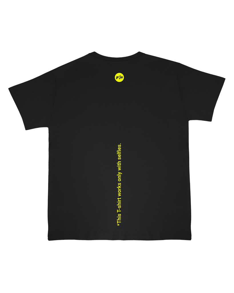 OVERSIZE T-SHIRT Selfie Time T-shirt - Black & neon yellow